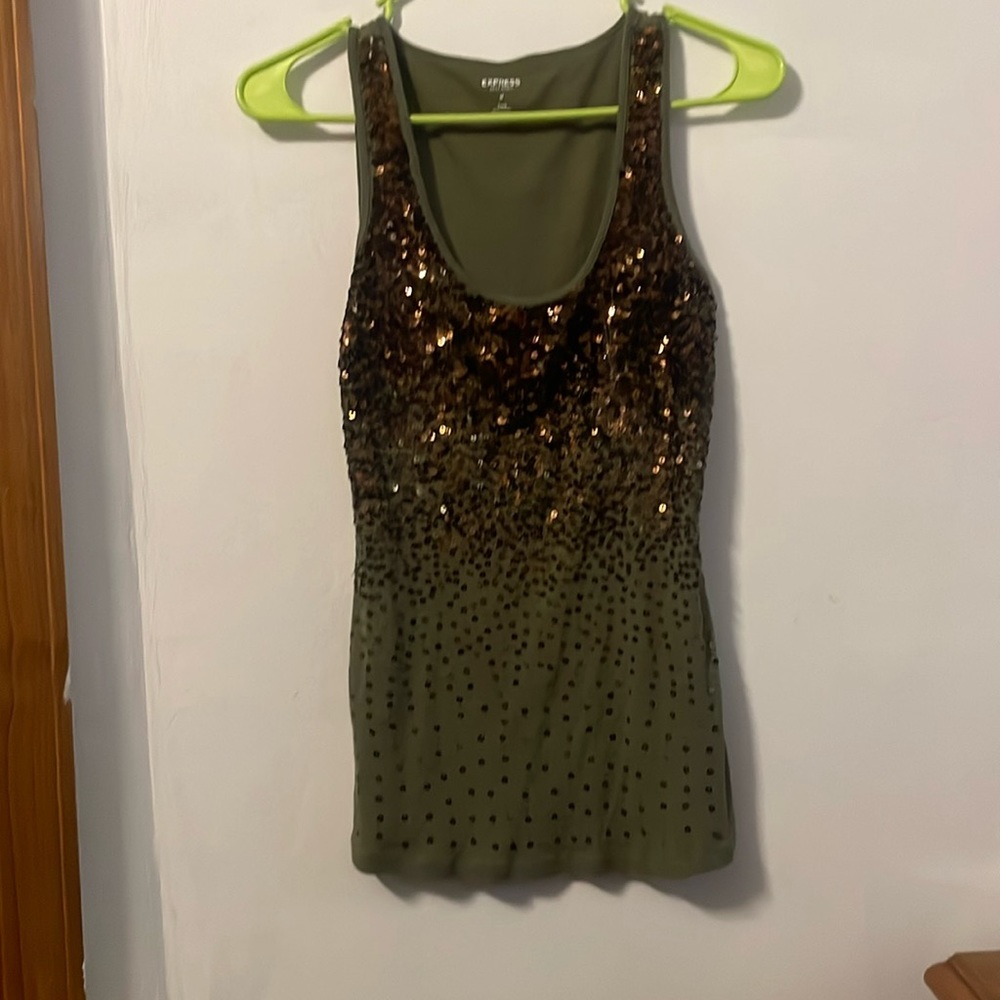Medium green sequined tank from express